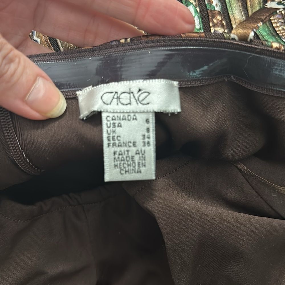Cache vintage 90’s midi cocktail dress brown sexy back zip US 6 - Picture 11 of 12